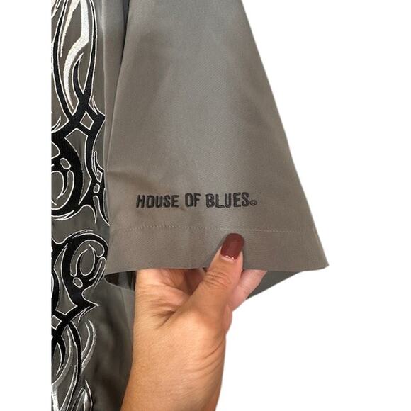 House of Blues Gray Tribal Collared Button Down Dressy Casual Shirt Men Sz XL - Picture 8 of 8